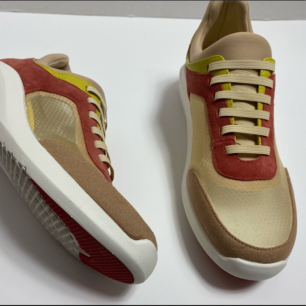 Slip On Mesh Nude Tone Sneakers with Green Accent